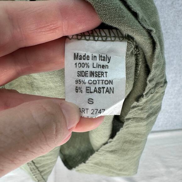 Terzo Millenio Women's S Sage Green Linen Dress Italian Made Sleeveless Babydoll - Picture 8 of 11